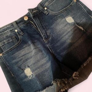 PTCL Stylish Dark Navy Blue Distressed Denim Shorts Size 26 # denim#summer#short